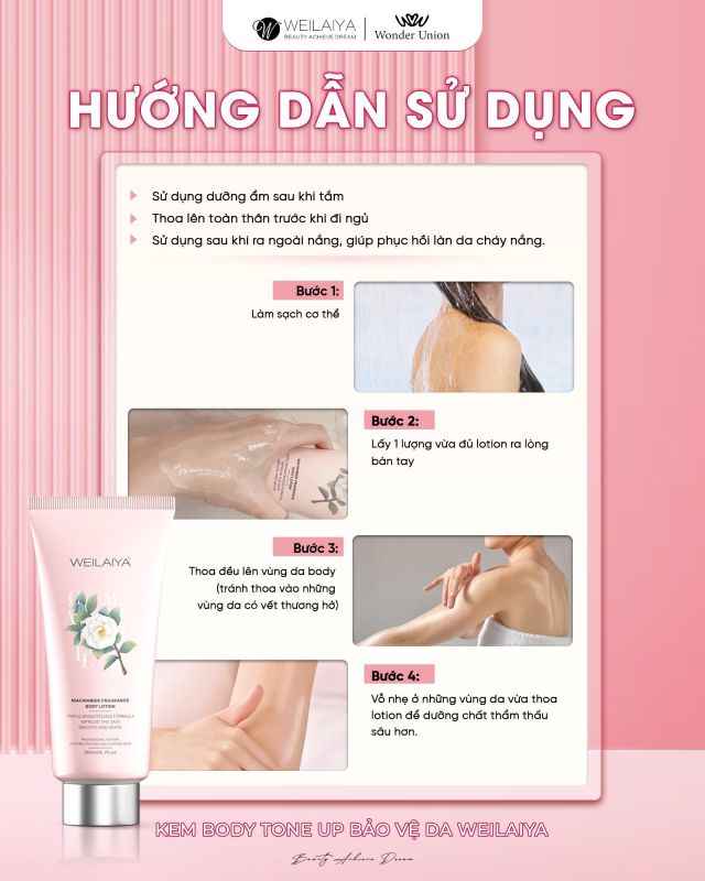 Hướng dẫn sử dụng Sữa dưỡng thể Weilaiya
